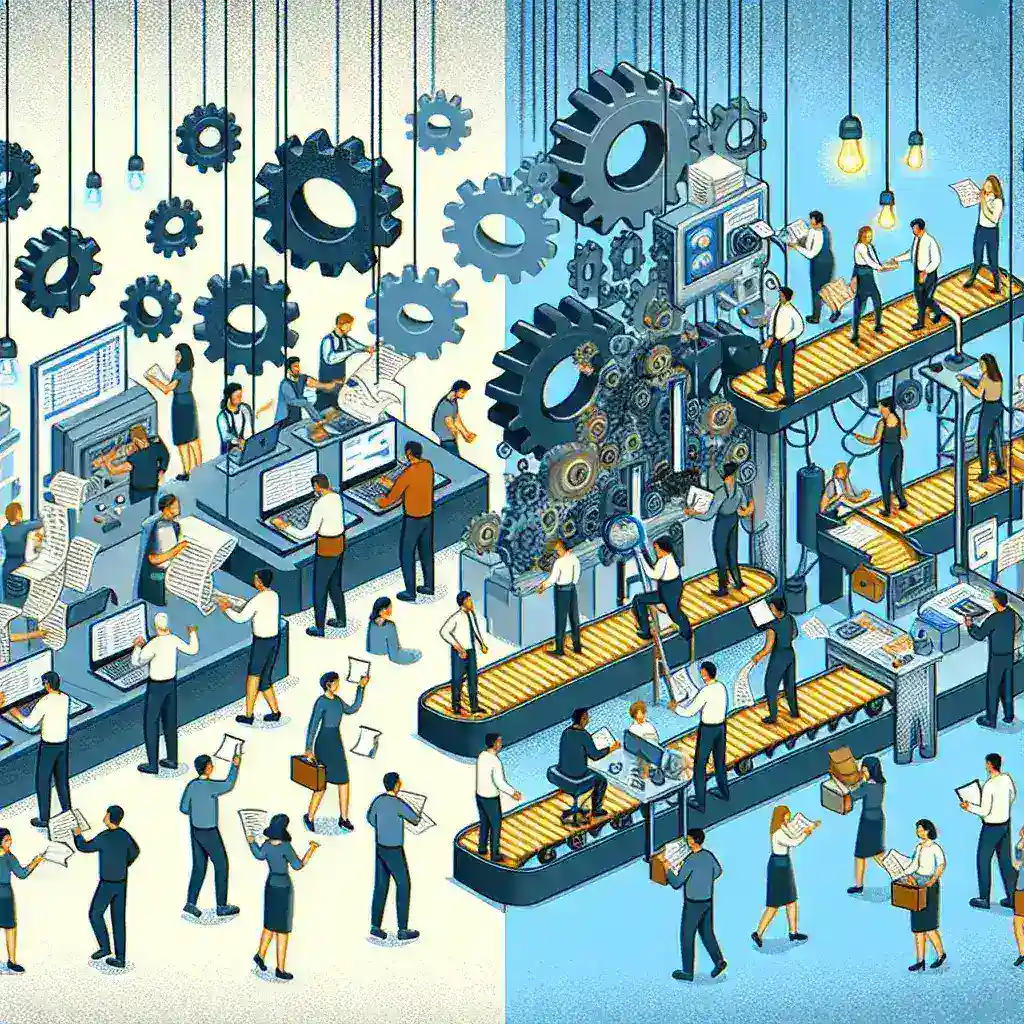 "Imagem de tela de ferramentas de automação para pequenas empresas, destacando gráficos de produtividade e redução de custos, usada em artigo sobre como essas soluções melhoram a eficiência nos negócios."